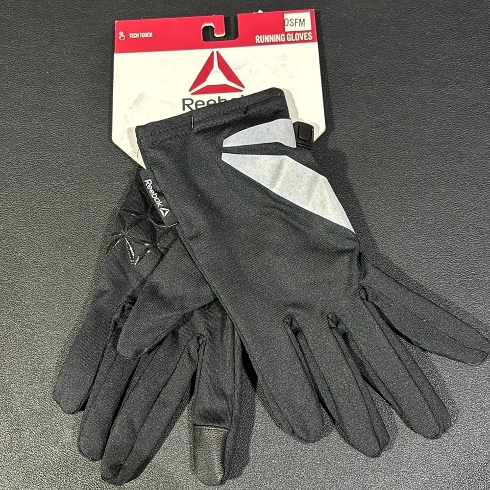 Reebok Running Gloves,tech touch,reflective, grip palm OSFM